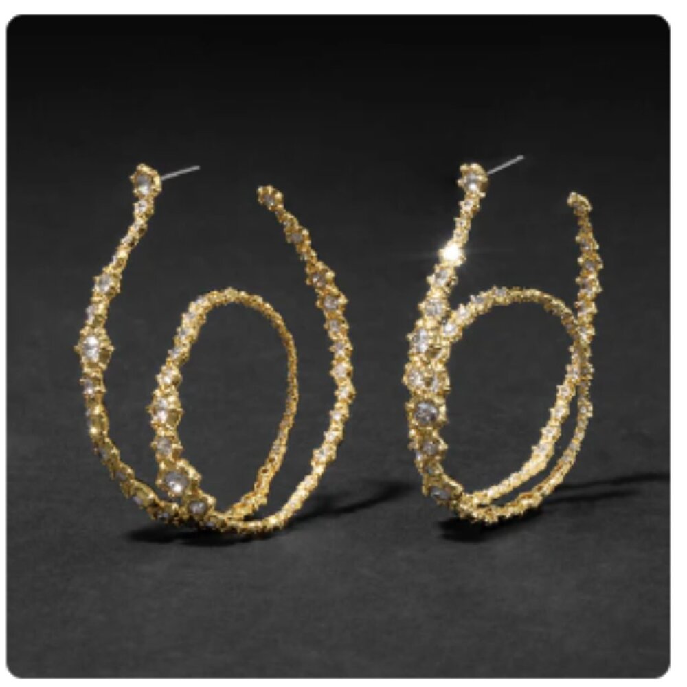 Alexis Bittar Punk Royale Crystal Orbiting Hoop Earring- Gold